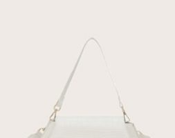 Croc Embossed Flap Shoulder Bag