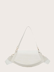 Croc Embossed Flap Shoulder Bag