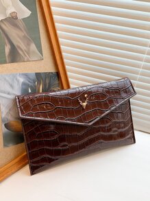 Croc Embossed Metallic Clutch Bag