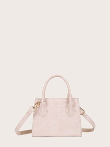 Croc Embossed Satchel Bag