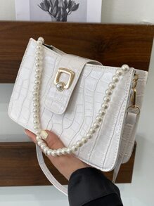 Croc Embossed Shoulder Bag