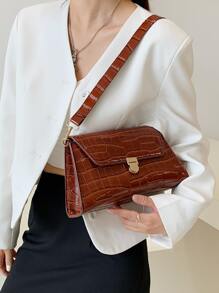 Croc Embossed Shoulder Bag