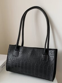 Croc Embossed Shoulder Bag