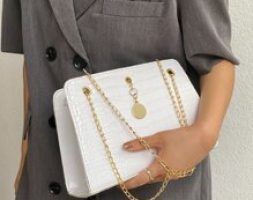 Croc Embossed Shoulder Bag