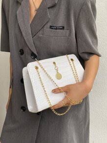 Croc Embossed Shoulder Bag