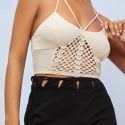 Crochet Detail Criss Cross Tie Back Cami Top