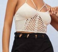 Crochet Detail Criss Cross Tie Back Cami Top