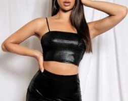 Crocodile Pattern Crop Cami Top & Bodycon Skirt Set