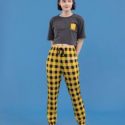 Crop Tee & Plaid Pants PJ Set