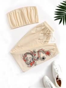 Crop Tube Top & Chinese Dragon Pants