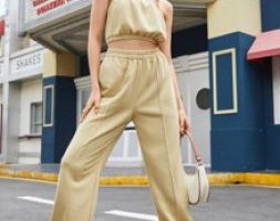 Crop Tube Top & Seam Detail Sweatpants