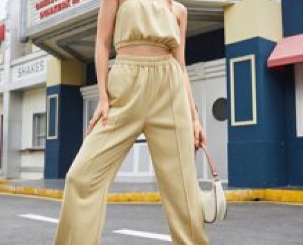 Crop Tube Top & Seam Detail Sweatpants