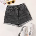 Cuffed Denim Shorts