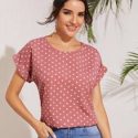 Cuffed Sleeve Polka Dot Top