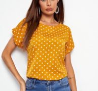 Cuffed Sleeve Polka Dot Top