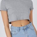 Cuffed Sleeve Solid Crop Tee