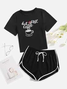 Cup & Letter Graphic PJ Set