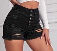 Curvy High Waist Ripped Skinny Denim Shorts