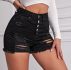Curvy High Waist Ripped Skinny Denim Shorts