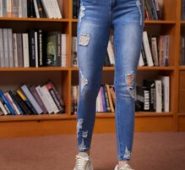 Curvy High Waist Ripped Skinny Jeans