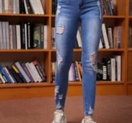 Curvy High Waist Ripped Skinny Jeans