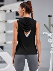 Cut Out Back Hooded Sports Top