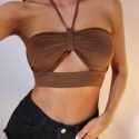 Cut Out Front Backless Halter Top