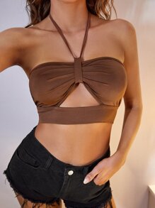 Cut Out Front Backless Halter Top