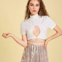 Cut Out Front Lace Up Waist Top