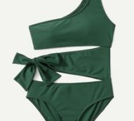 Cut Out One Shoulder One Piece Swimsuit