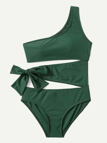 Cut Out One Shoulder One Piece Swimsuit