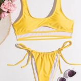 Cut-out Tie Side Bikini Swimsuit