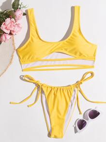 Cut-out Tie Side Bikini Swimsuit