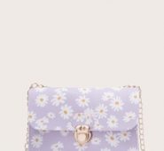 Daisy Print Chain Crossbody Bag
