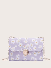 Daisy Print Chain Crossbody Bag