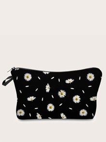 Daisy Print Makeup Bag