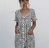 Dalmatian Dual Pockets Button Front Babydoll Dress