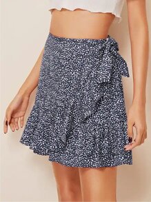 Dalmatian Print Ruffle Skirt