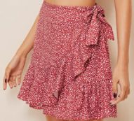 Dalmatian Self Tie Wrap Flounce Skirt