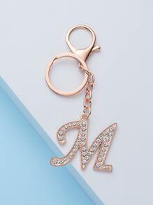 Diamond Inlaid Letter Keychain