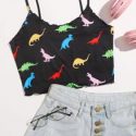 Dinosaur Print Lettuce Edge Cami Top