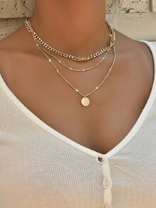 Disc Layered Chain Necklace