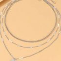 Disc Pendant Layered Chain Necklace