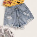 Distressed Denim Shorts