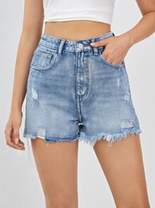 Distressed Denim Shorts