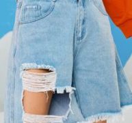 Distressed Ripped Denim Shorts