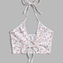 Ditsy Floral Drawstring Crop Halter Top