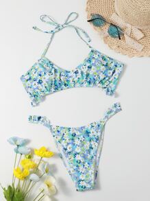 Ditsy Floral Frill Bikini Swimsuit