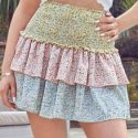 Ditsy Floral Layered Ruffle Hem Skirt