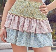 Ditsy Floral Layered Ruffle Hem Skirt